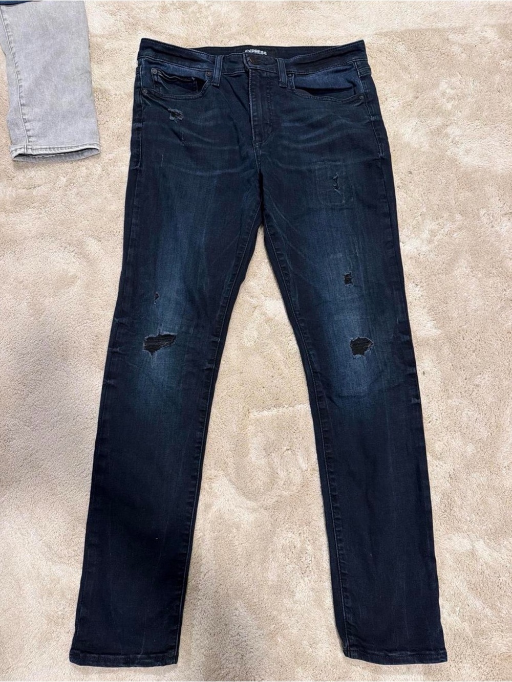 Men's Distressed Skinny Dark Blue Jeans 32x32